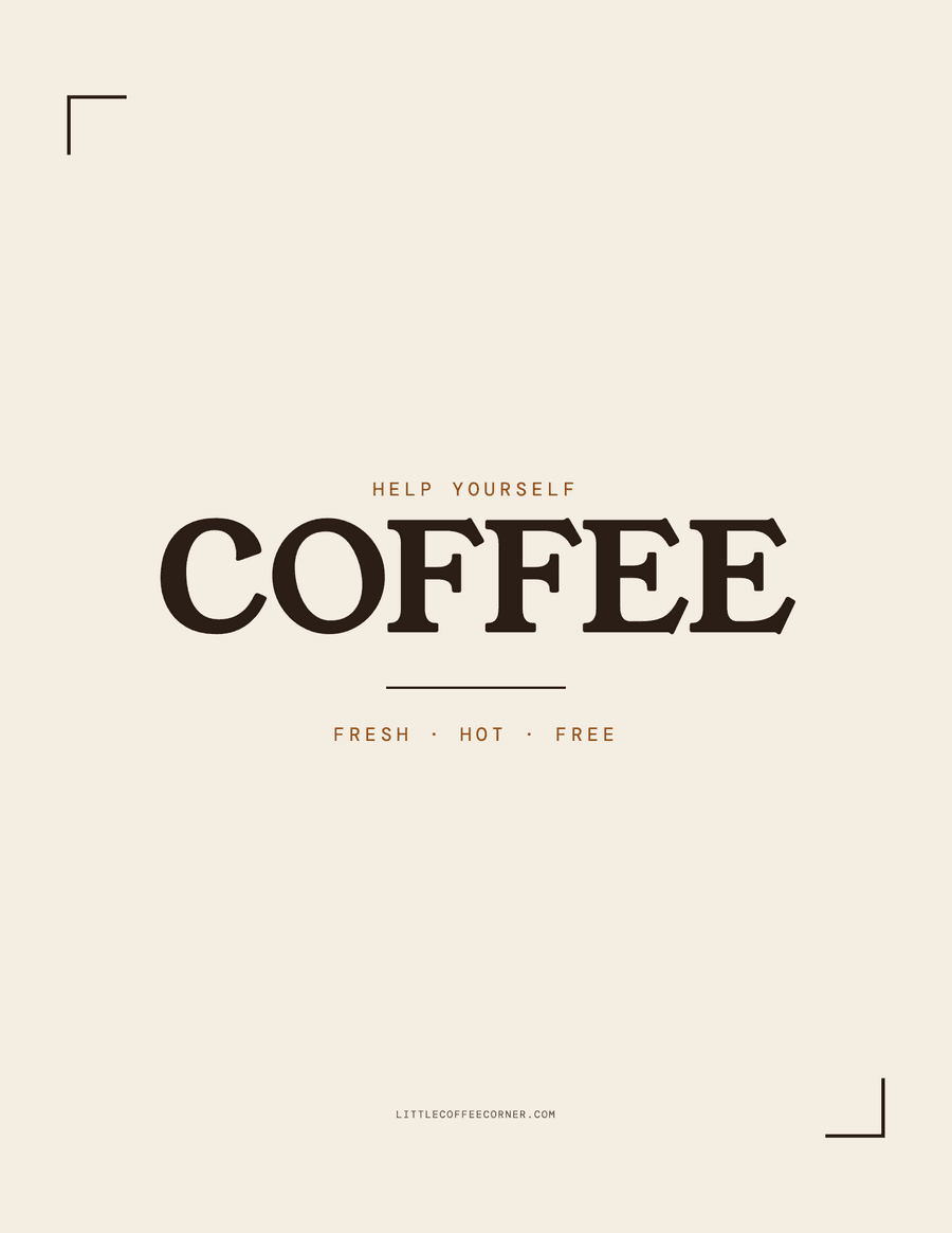 Printable coffee bar signs, page 1